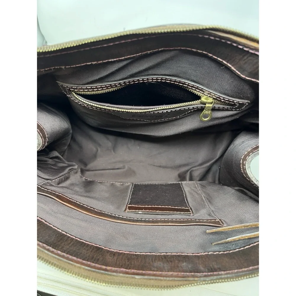 Sandast Sac De Jour‎ Travel Business Bag leather Rare Brown Patina Briefcase